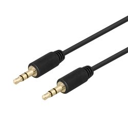 Deltaco Audio Cable, 3.5mm, Gold-plated, 3m, Black - Ledning