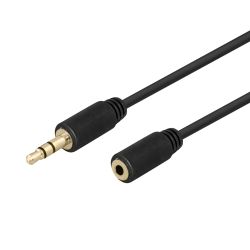 Deltaco Audio Cable, 3.5mm, Gold-plated, 5m, Black - Ledning