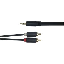 Deltaco Audio Cable, 3.5mm Male - 2xrca Male 1m, Black - Ledning