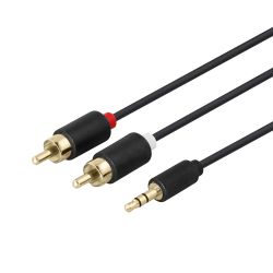 Deltaco Audio Cable, 3.5mm Male - 2xrca Male 2m, Black - Ledning