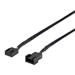 Deltaco Extension Cable For 4-pin Fans 0.6m, Black - Ledning