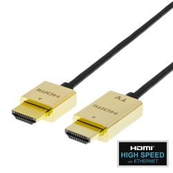 Deltaco Ultra-thin Hdmi Cable, 5m, Black/gold - Ledning