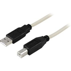 Deltaco Usb 2.0 Cable Type A Male, Type B Male 2m, Beige - Ledning