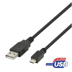 Deltaco Usb 2.0 Micro B Cable, 2.4a, 1m Black - Ledning