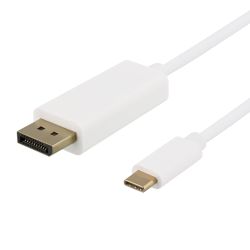 Billede af Deltaco Usb-c - Displayport Cable, 4k Uhd, Gold Plated, 2m, White - Ledning