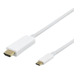 Deltaco Usb-c - Hdmi Cable, 4k Uhd, Gold Plated, 2m, White - Ledning