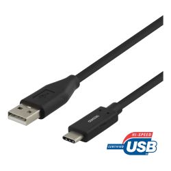 Deltaco Usb-c To Usb-a Cable, 1m, 3a, Usb 2.0, Black - Ledning