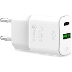 Puro White Wall Charger 1 Usb-c + 1 Usb-a 20w Bulk - Oplader