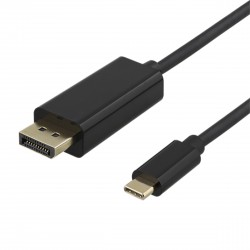 Billede af Deltaco Usb-c To Displayport-cable, 4k60hz, 1m, Black - Ledning hos Arbejdslamper.dk
