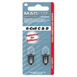 Maglite White Star Krypton 6-Cell C & D Pære - 2 stk.
